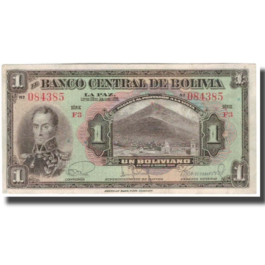 Banconote, Bolivia, 1 Boliviano, 1928-07-20, KM:118a, BB