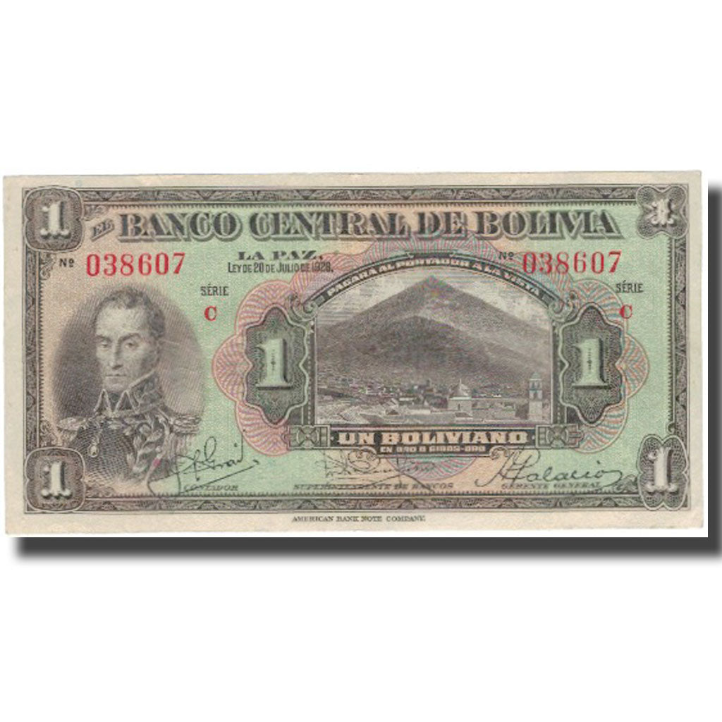 Banconote, Bolivia, 1 Boliviano, 1928-07-20, KM:118a, BB