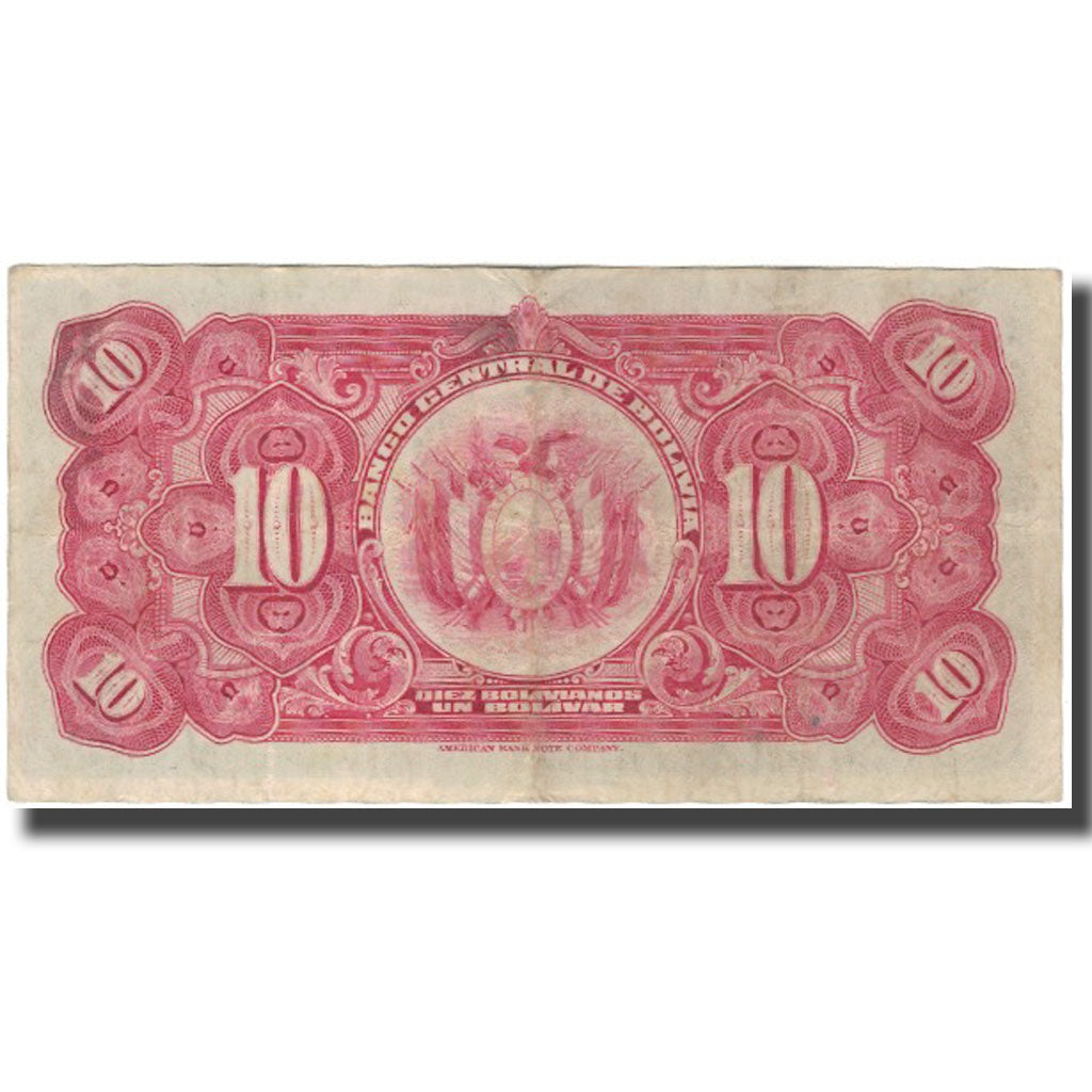Banknote, Bolivia, 10 Bolivianos, 1928-07-20, KM:121a, VF(20-25)