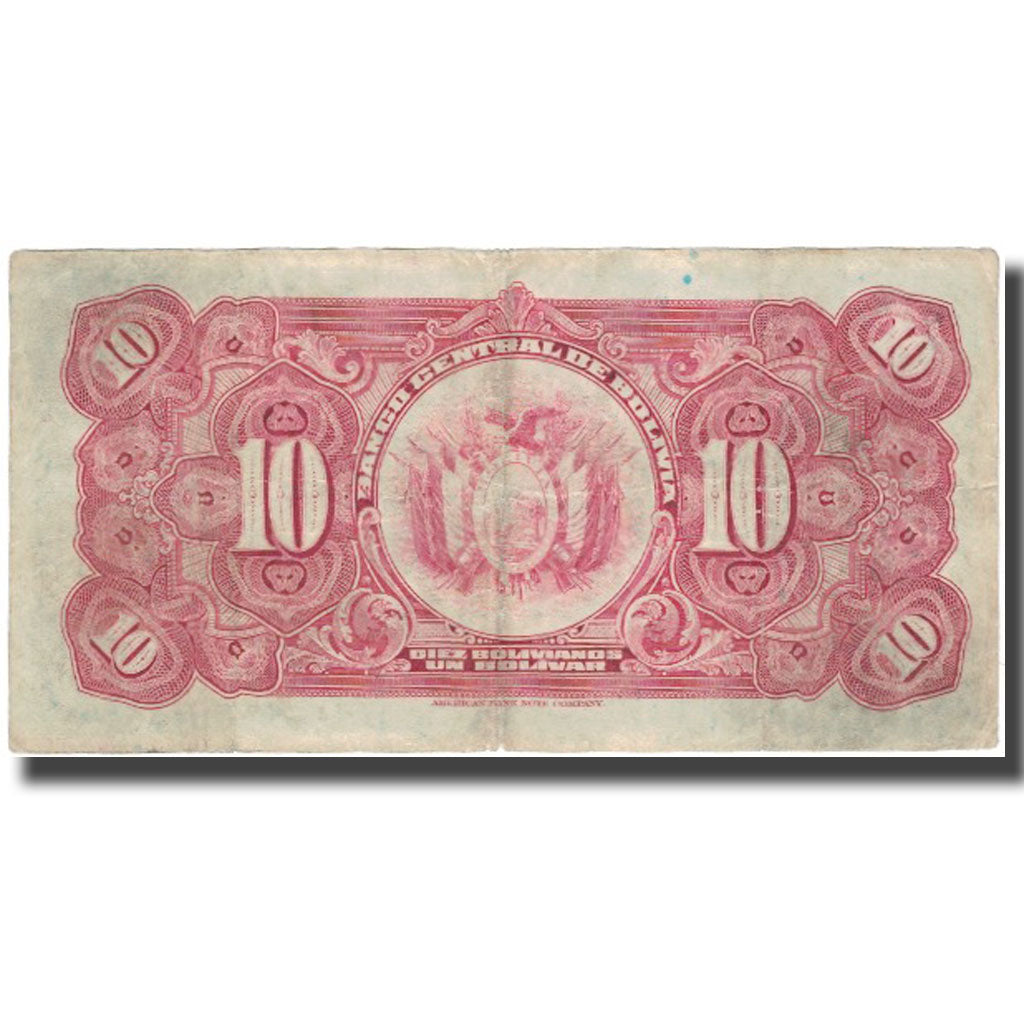Banknote, Bolivia, 10 Bolivianos, 1928-07-20, KM:121a, VF(20-25)