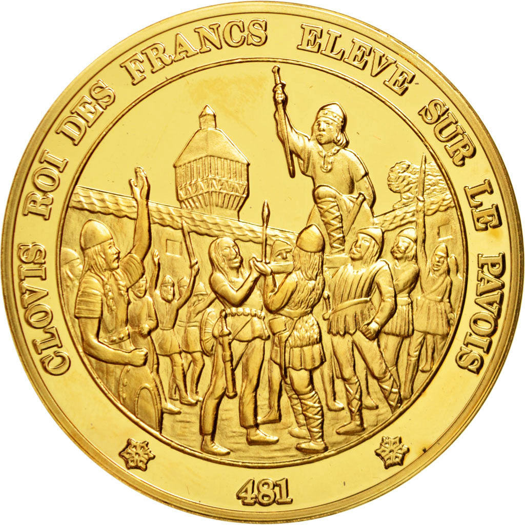 FRANCE, History, Clovis, Medal, MS(60-62), Vermeil, 44, 39.20