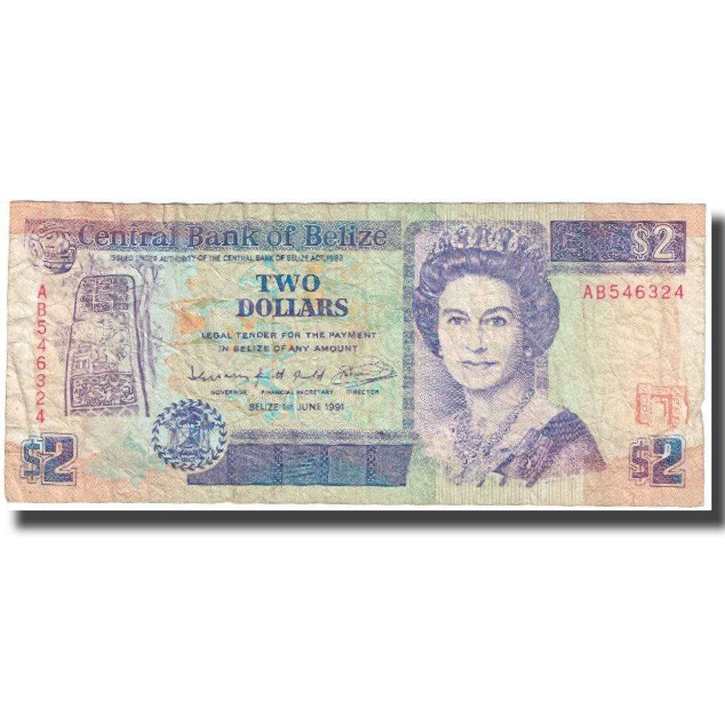 Geldschein, Belize, 2 Dollars, 1991-06-01, KM:52b, S