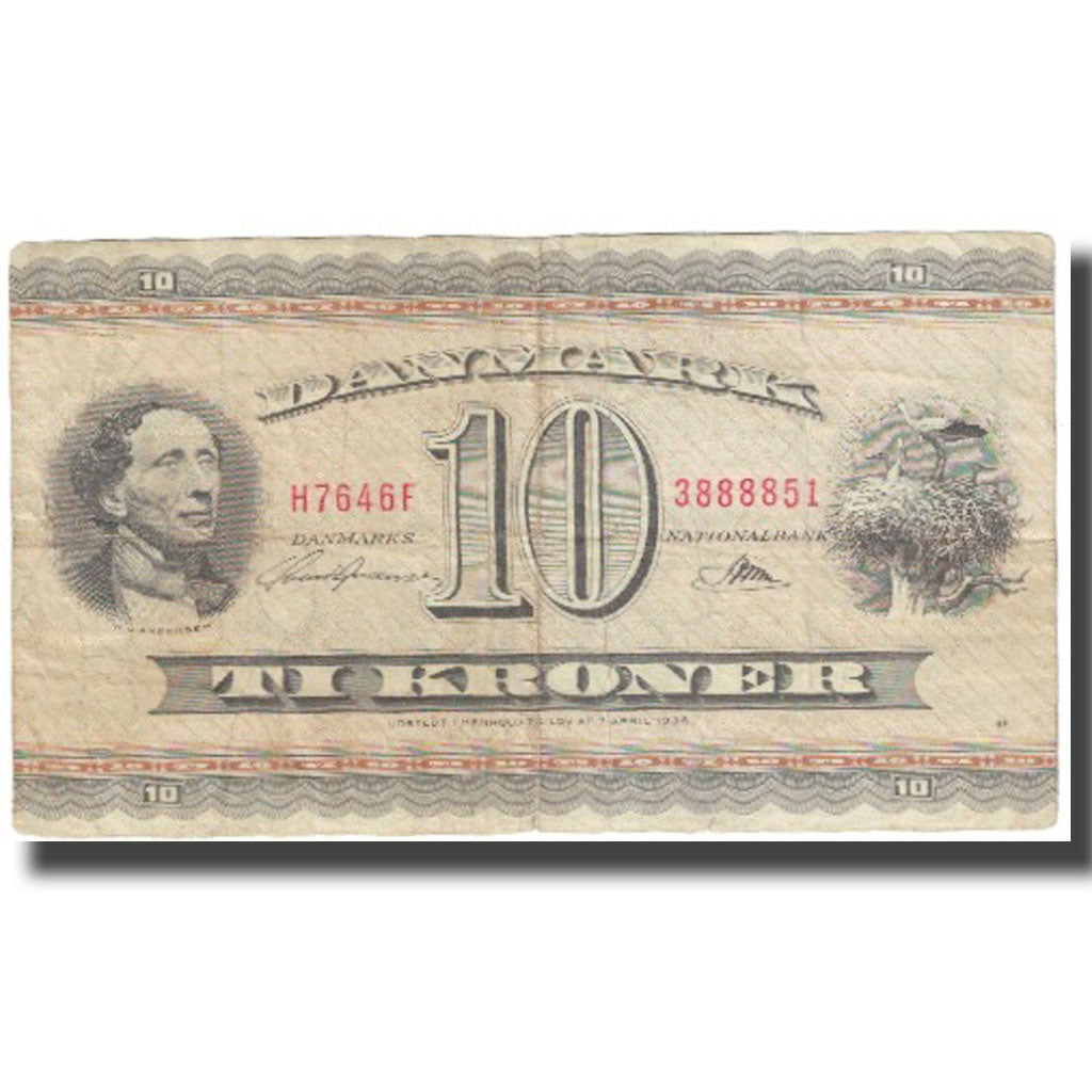 Banknote, Denmark, 10 Kroner, 1936-04-07, KM:44w, EF(40-45)