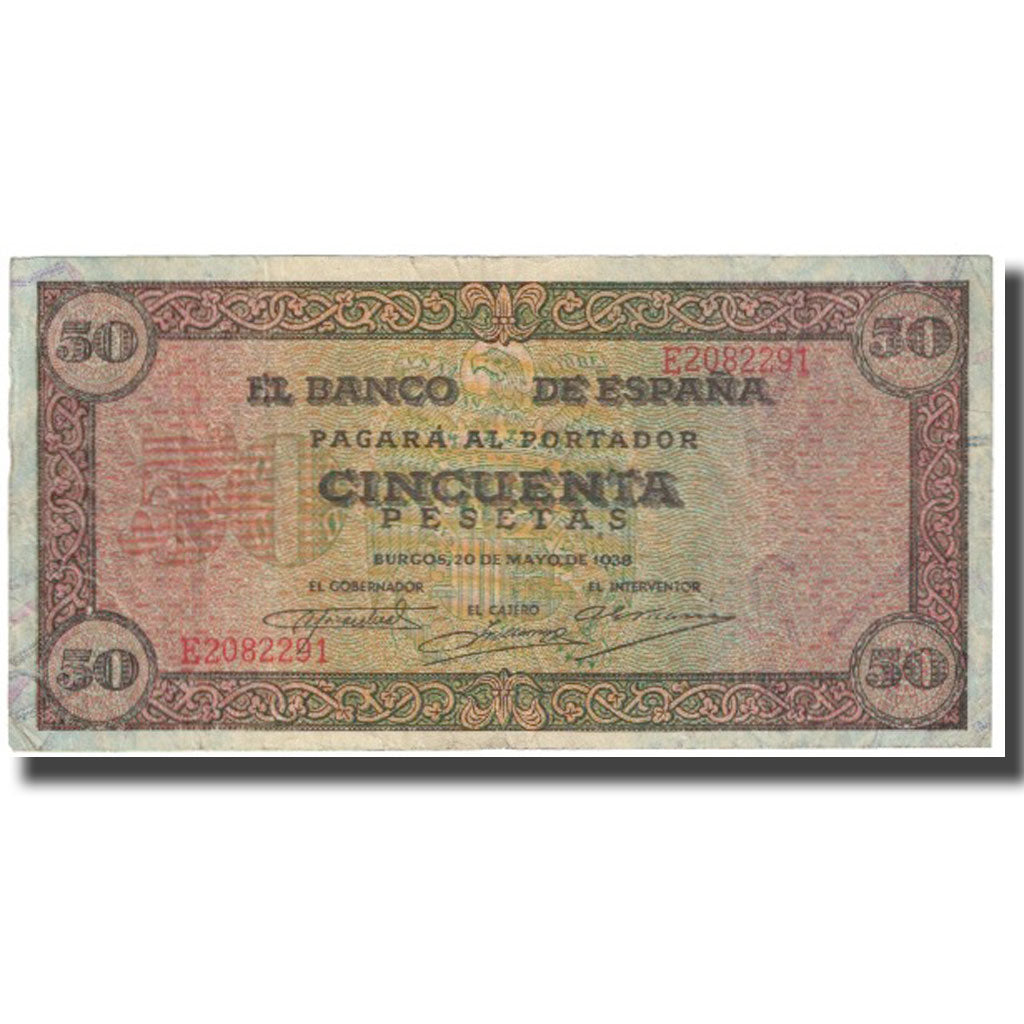 Billete, 50 Pesetas, España, 1938-05-20, KM:112a, BC