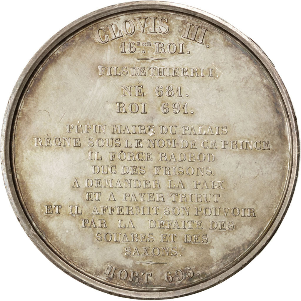 FRANCE, History, Clovis III, Medal, 1840, AU(50-53), Caqué, Copper, 51, 76.10