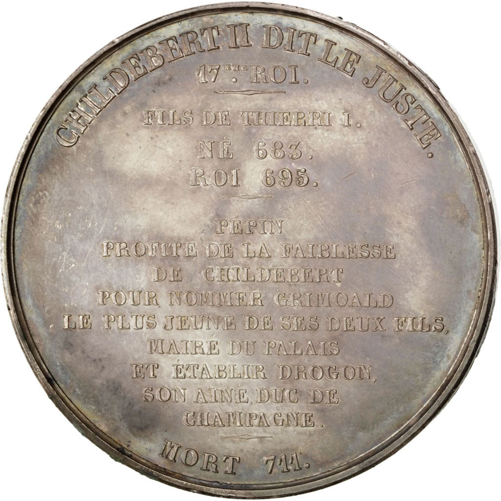 FRANCE, History, Childebert II, Medal, 1840, AU(55-58), Caqué, Copper, 51, 78.60