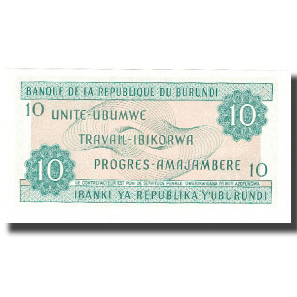 Billet, Burundi, 10 Francs, 1986, 1986-12-01, KM:33b, NEUF