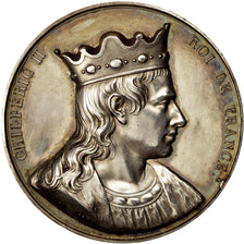 FRANCE, History, Chilperic II, Medal, 1840, AU(55-58), Caqué, Copper, 51, 75.80