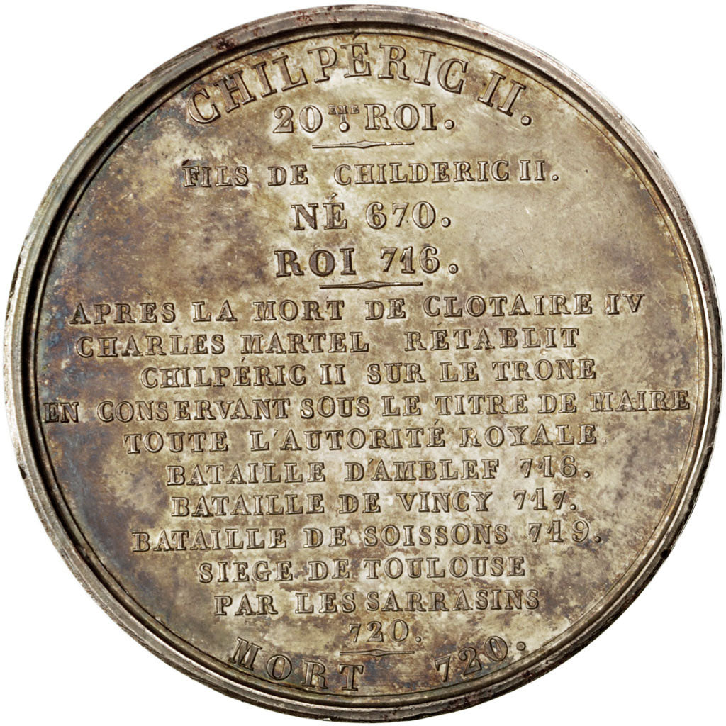 FRANCE, History, Chilperic II, Medal, 1840, AU(55-58), Caqué, Copper, 51, 75.80