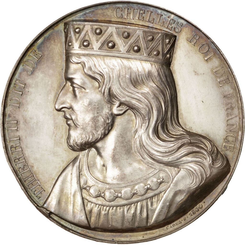 FRANCE, History, Thierri II, Medal, 1840, AU(55-58), Caqué, Copper, 51, 76.90