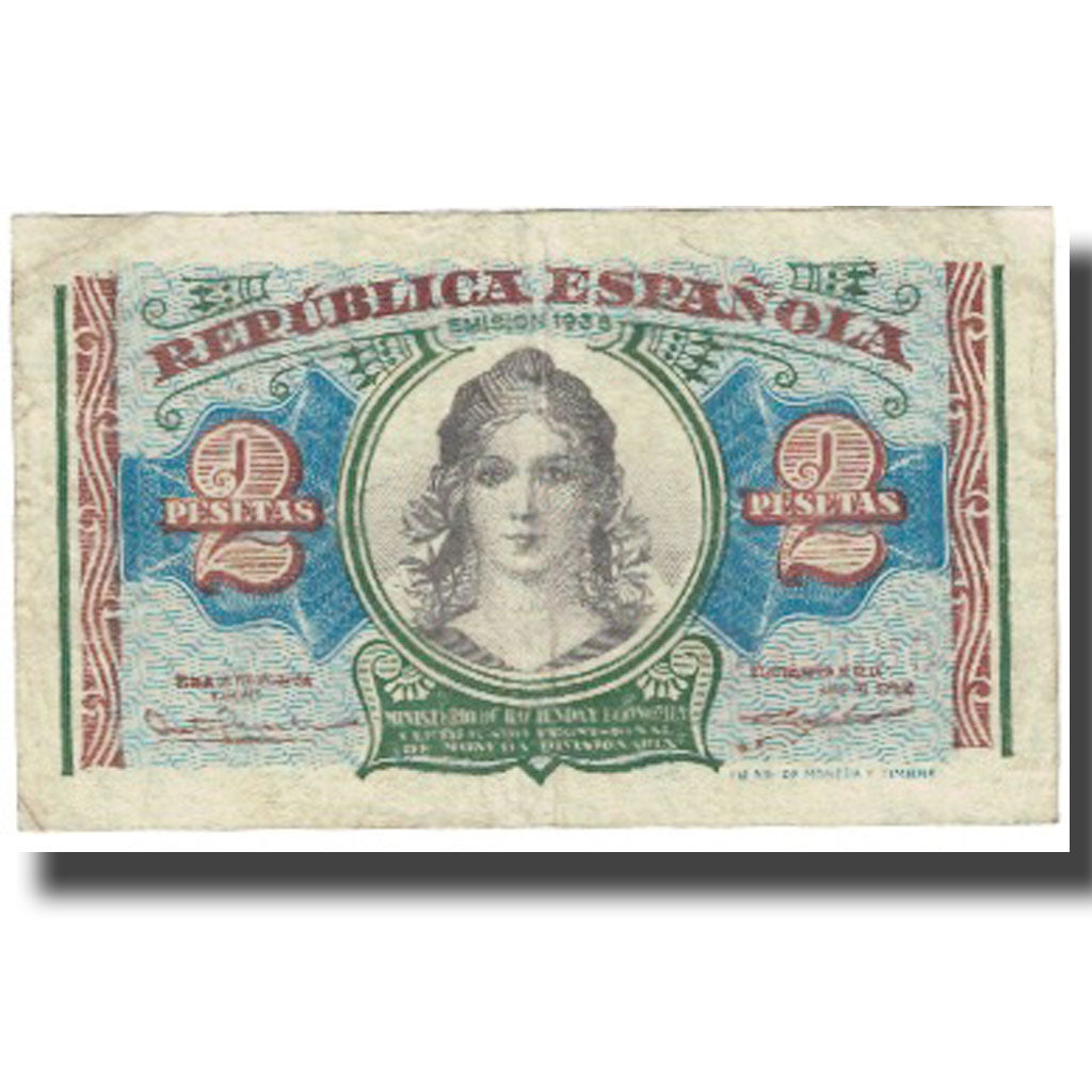 Nota, Espanha, 2 Pesetas, KM:95, VF(20-25)