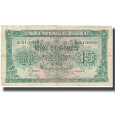 Nota, Bélgica, 10 Francs-2 Belgas, 1943, 1943-02-01, KM:122, VF(30-35)