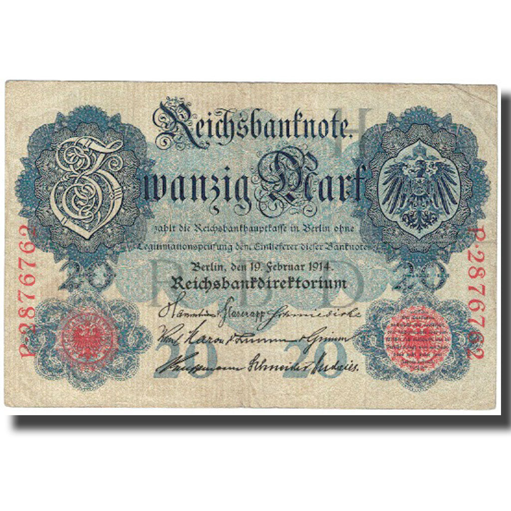 Banconote, Germania, 20 Mark, 1914, 1914-02-19, KM:46b, BB