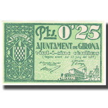 Biljet, Spanje, 25 Centimos, Girona, 1937, 1937-06-25, SPL