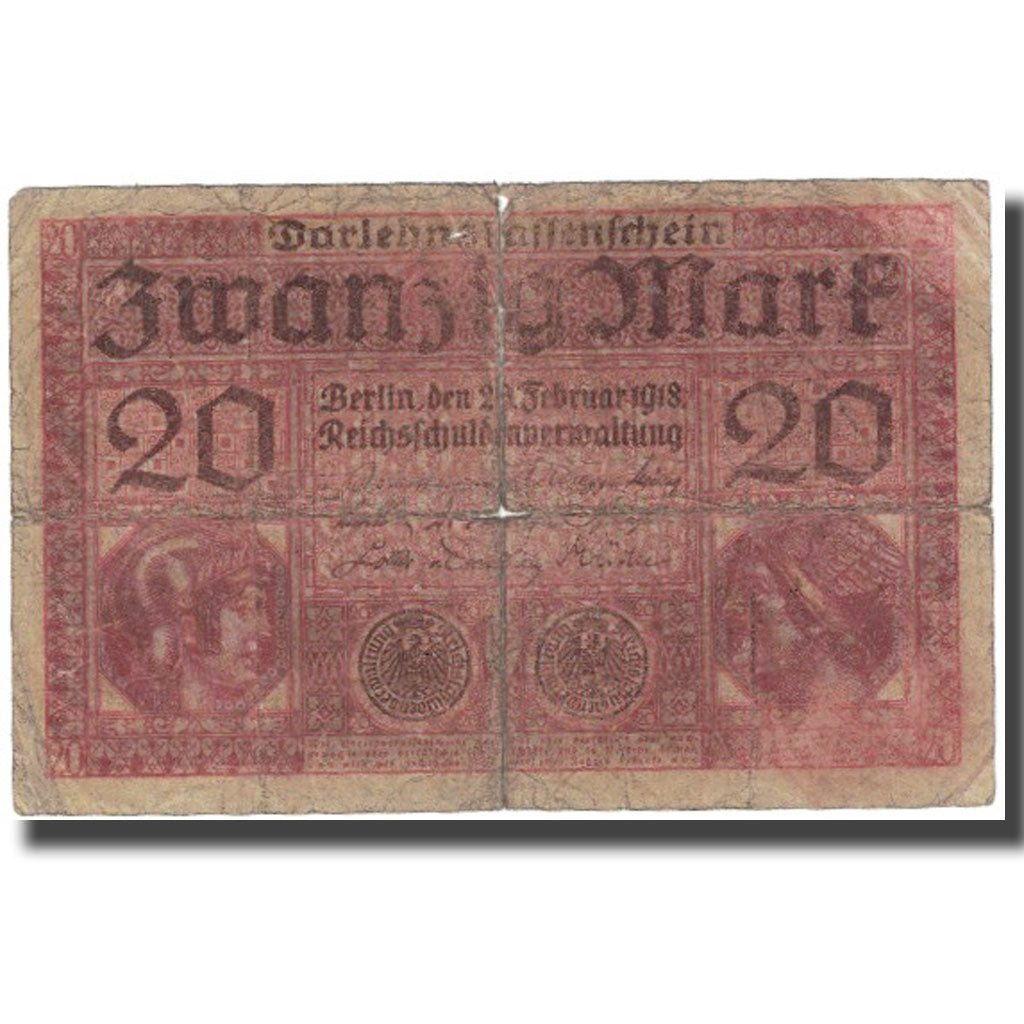 Banknote, Germany, 20 Mark, 1918, 1918-02-20, KM:57, VG(8-10)