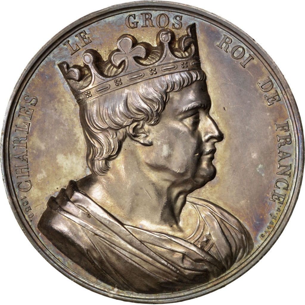 FRANCE, History, Charles le Gros, Medal, 1839, AU(55-58), Caqué, Copper, 51, 7..