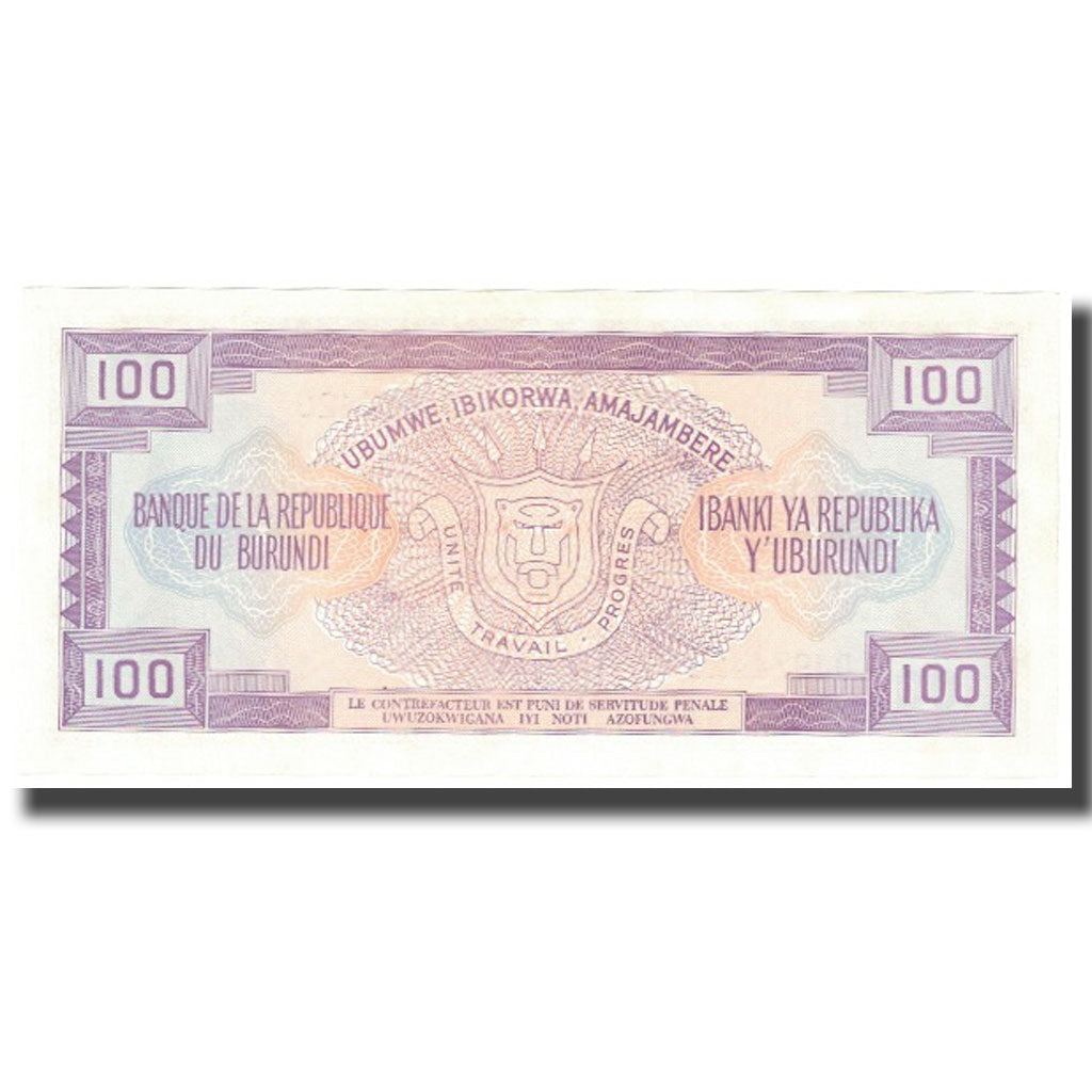 Banknote, Burundi, 100 Francs, 1990, 1990-07-01, KM:29c, UNC(63)
