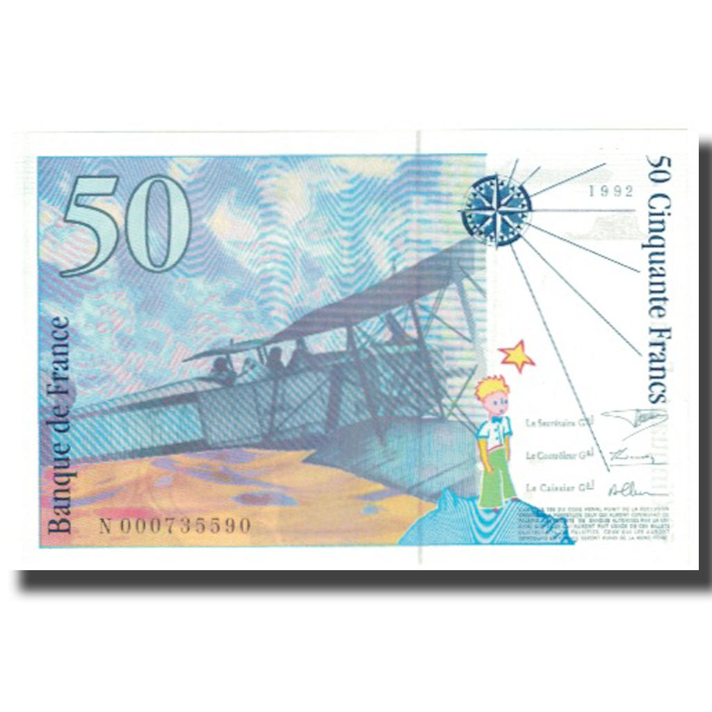 France, 50 Francs, St Exupéry, 1992, UNC(63), Fayette:72.1a, KM:157b
