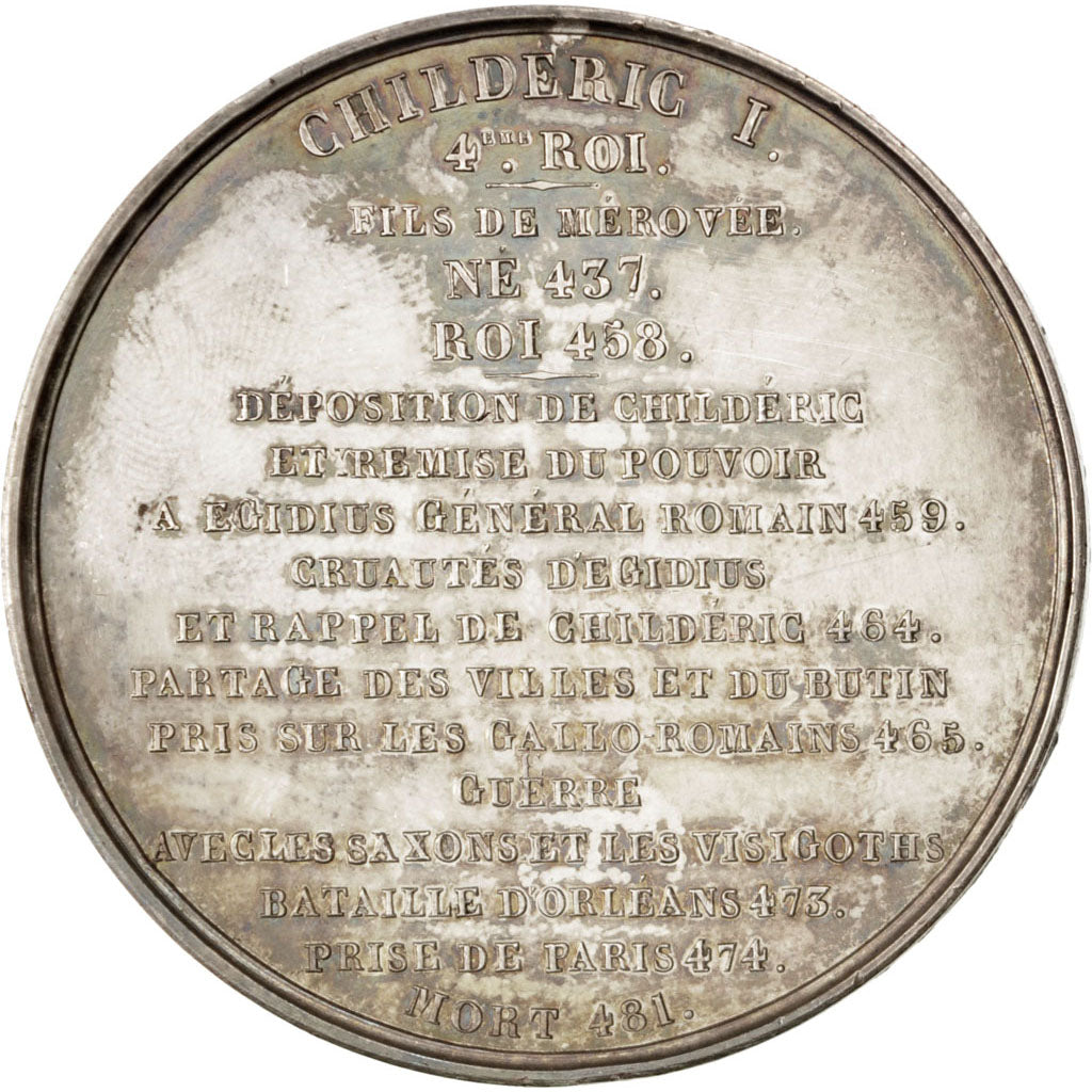 Francia, Medal, Childéric I, History, 1840, Caqué, SPL-, Rame, 51