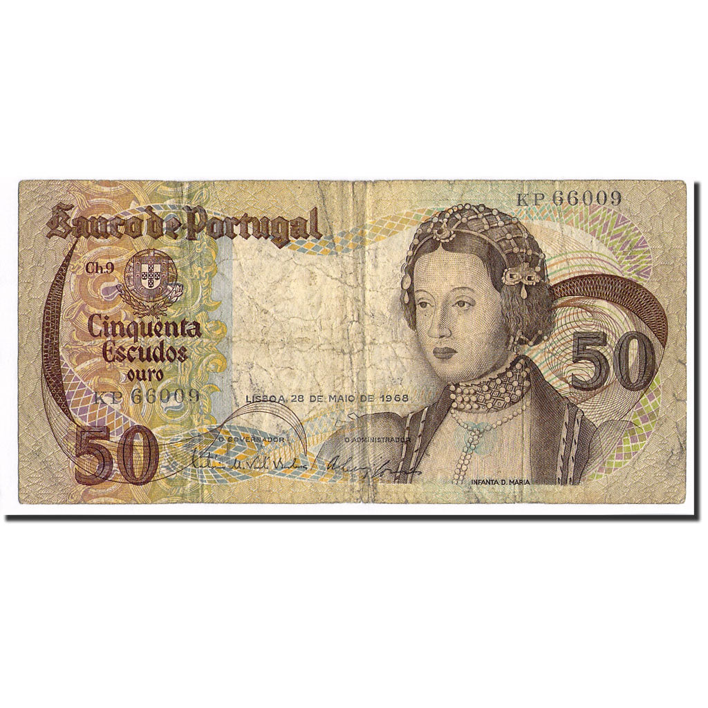 Geldschein, Portugal, 50 Escudos, 1968, 1968-05-28, KM:174a, S
