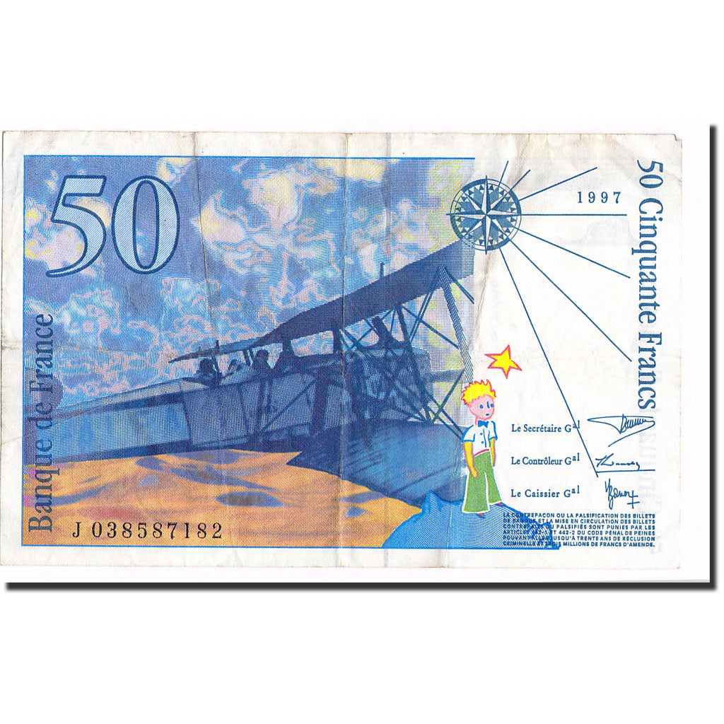 France, 50 Francs, St Exupéry, 1997, VF(30-35), KM:157Ad