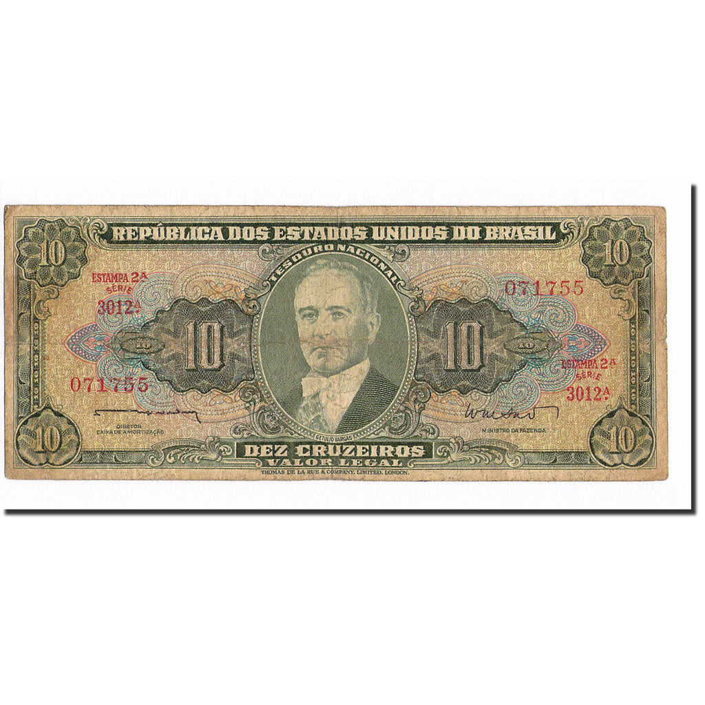 Biljet, Brazilië, 10 Cruzeiros, KM:177a, TB