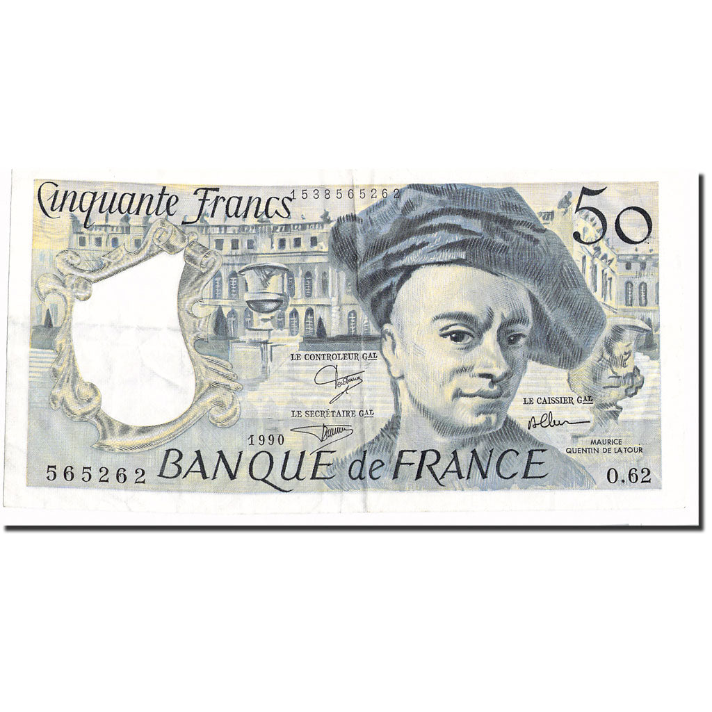 France, 50 Francs, Quentin de La Tour, 1990, AU(55-58), KM:152e