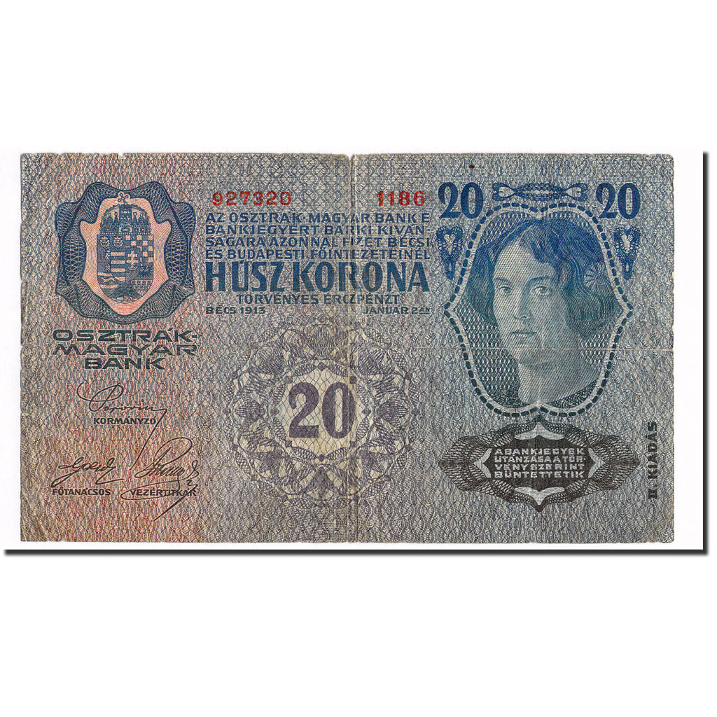 Banknote, Austria, 20 Kronen, 1913, 1913-01-02, KM:13, VF(30-35)