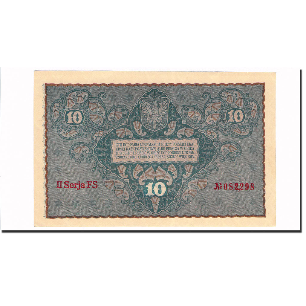 Banknote, Poland, 10 Marek, 1919, 1919-08-23, KM:25, UNC(60-62)