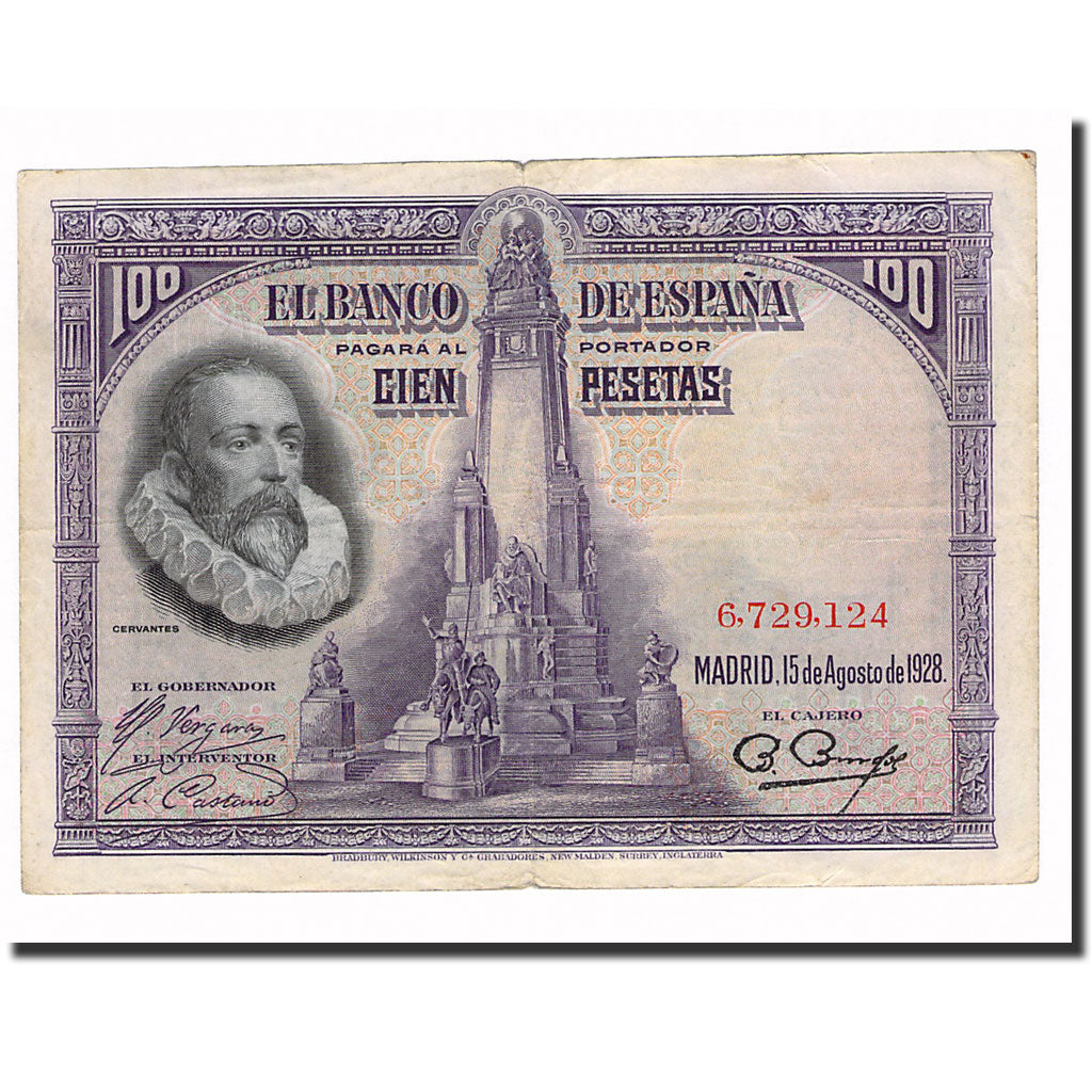 Banconote, Spagna, 100 Pesetas, 1928, 1928-08-15, KM:76a, BB