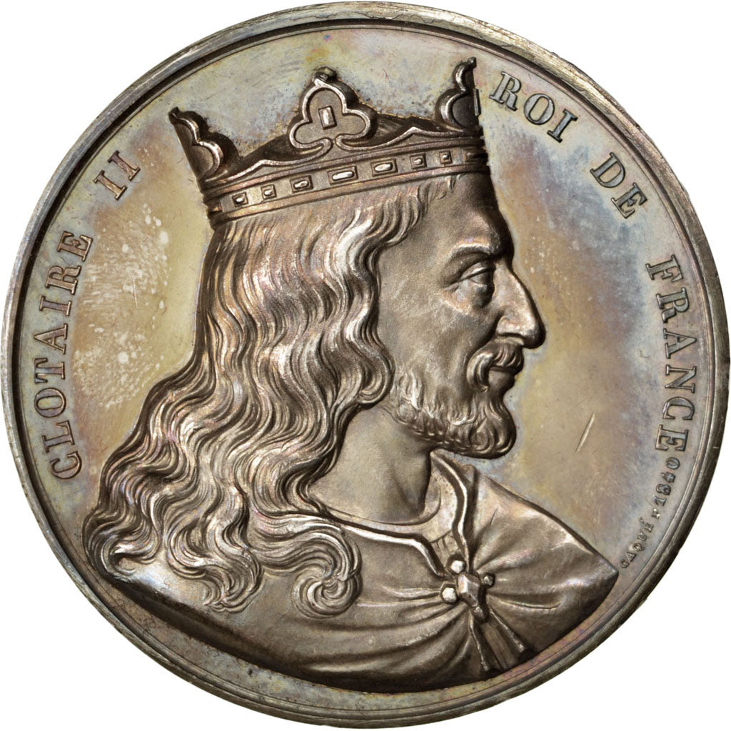 FRANCE, History, Clotaire II, Medal, 1840, AU(55-58), Caqué, Copper, 51, 78.20