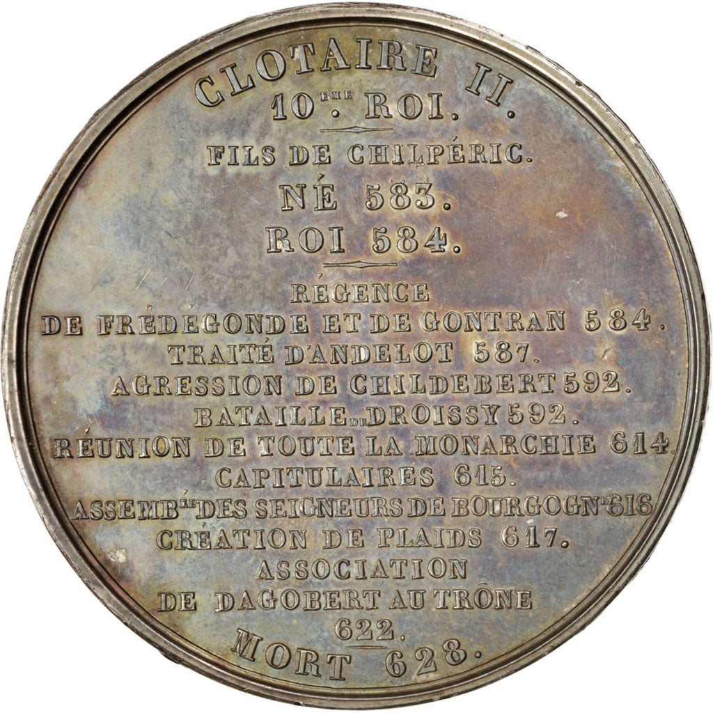 FRANCE, History, Clotaire II, Medal, 1840, AU(55-58), Caqué, Copper, 51, 78.20