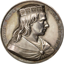 FRANCE, History, Clovis II, Medal, 1840, AU(55-58), Caqué, Copper, 51, 78.70