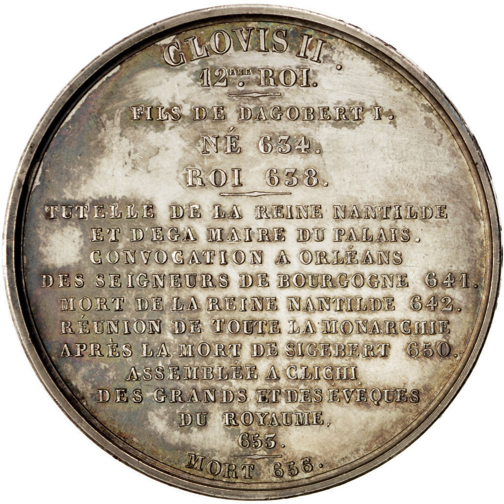 FRANCE, History, Clovis II, Medal, 1840, AU(55-58), Caqué, Copper, 51, 78.70