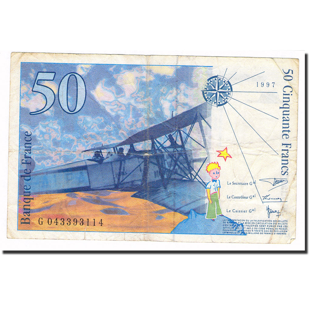 Francia, 50 Francs, St Exupéry, 1997, 1997, BC, Fayette:73.04, KM:157Ad