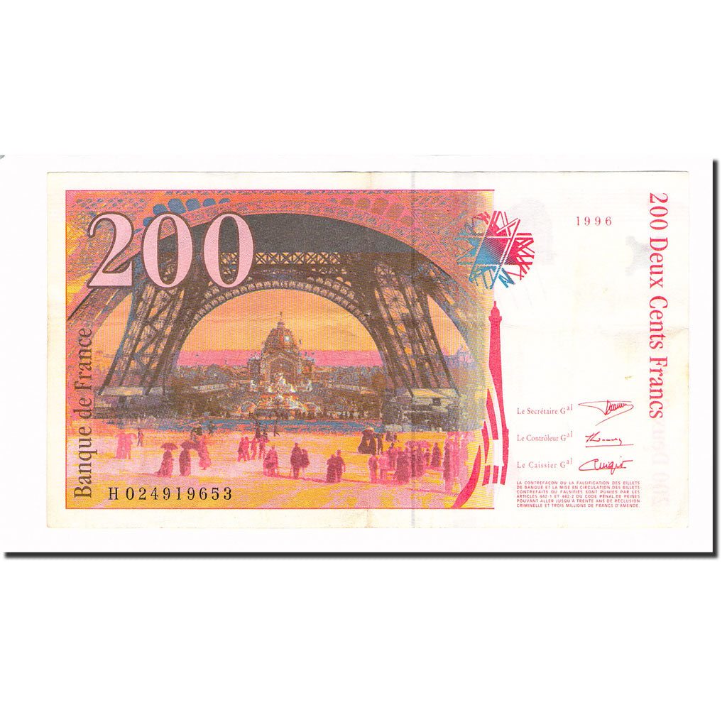 France, 200 Francs, Eiffel, 1996, 1996, TTB, Fayette:75.02, KM:159a