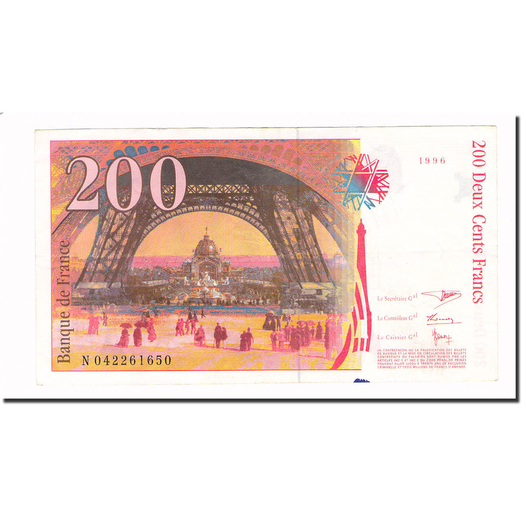 France, 200 Francs, Eiffel, 1996, 1996, AU(55-58), Fayette:75.03a, KM:159b