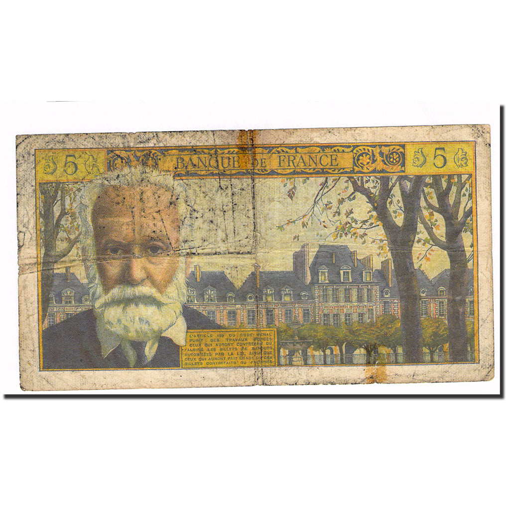 France, 5 Nouveaux Francs, Victor Hugo, 1965, 1964-05-06, VG(8-10)
