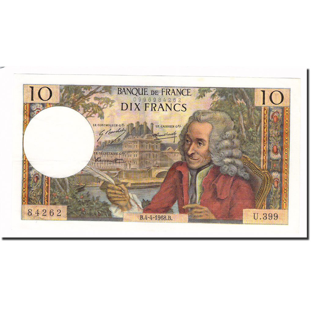 Frankreich, 10 Francs, Voltaire, 1968, 1968-04-04, UNZ-, Fayette:62.32, KM:147c