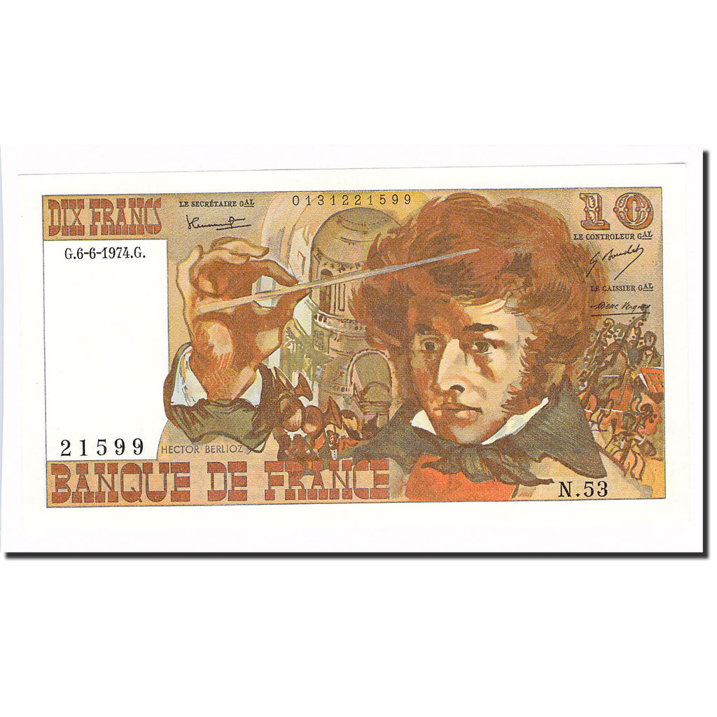 Frankrijk, 10 Francs, Berlioz, 1974, 1974-06-06, SPL, Fayette:63.05, KM:150a