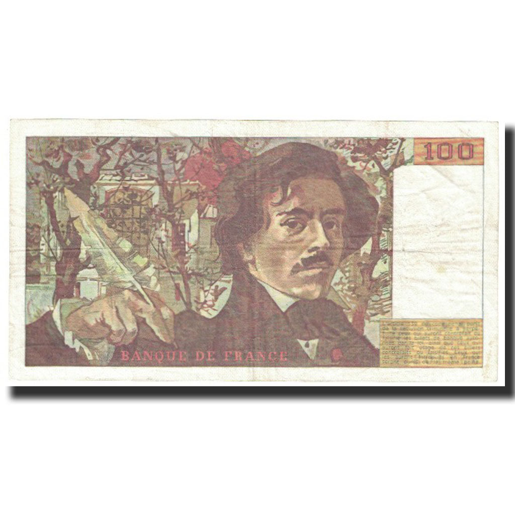 France, 100 Francs, Delacroix, 1984, 1984, EF(40-45), Fayette:69.8a, KM:154b