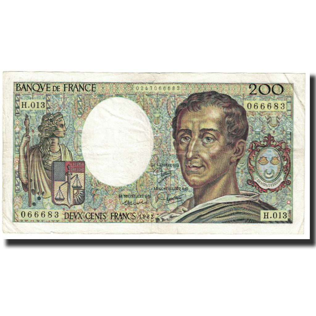 Francia, 200 Francs, Montesquieu, 1982, 1982, BB, Fayette:70.2, KM:155a