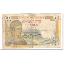 Frankrijk, 50 Francs, Cérès, 1937, 1937-02-11, TB, Fayette:17,34, KM:81