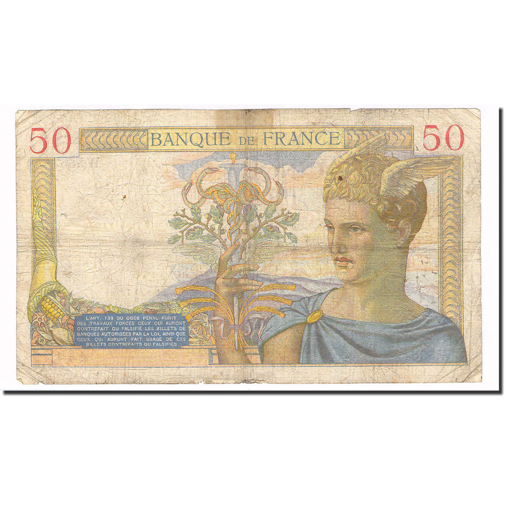 Frankrijk, 50 Francs, Cérès, 1937, 1937-02-11, TB, Fayette:17,34, KM:81