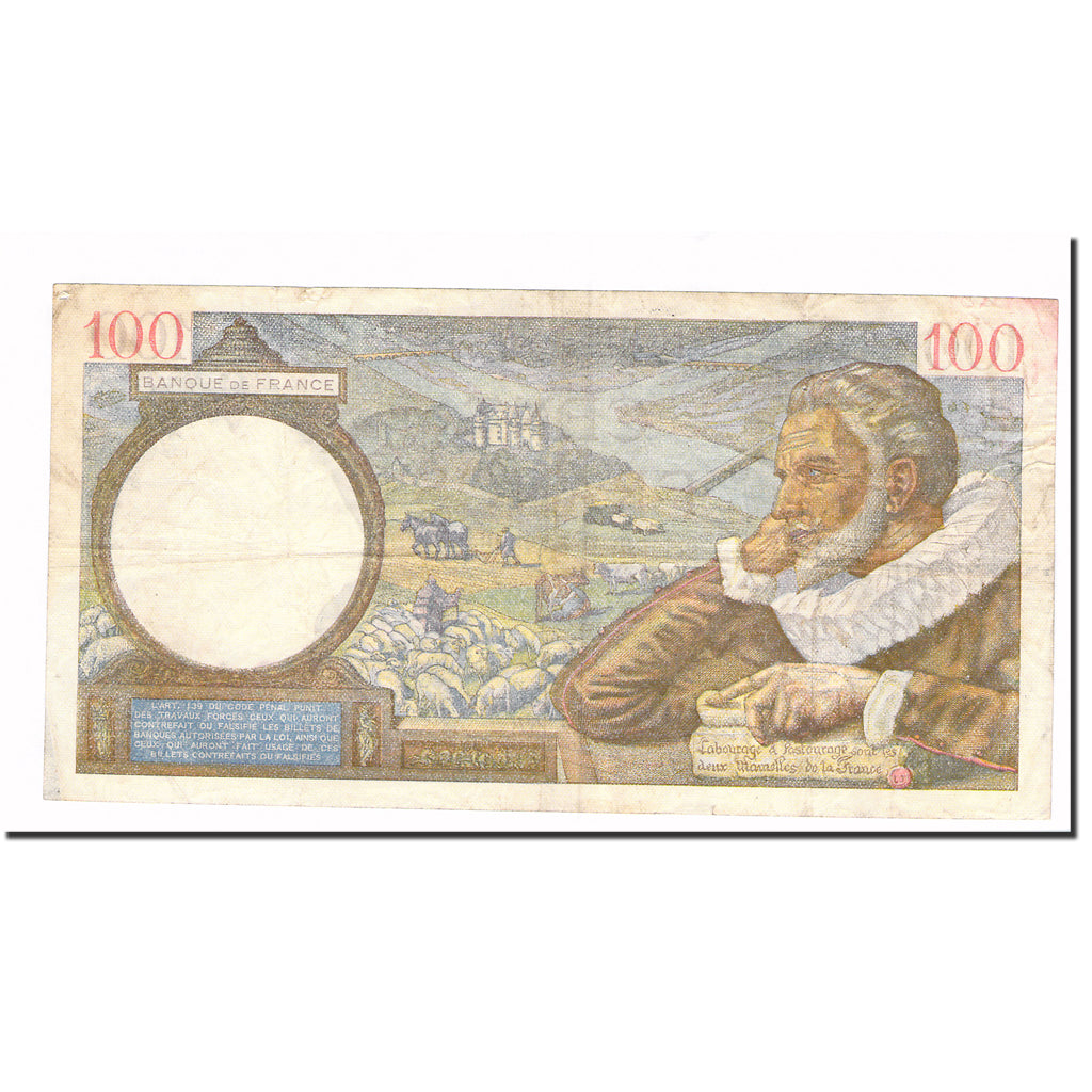 França, 100 Francs, Sully, 1940, 1940-11-07, VF(30-35), Fayette:26.33, KM:94