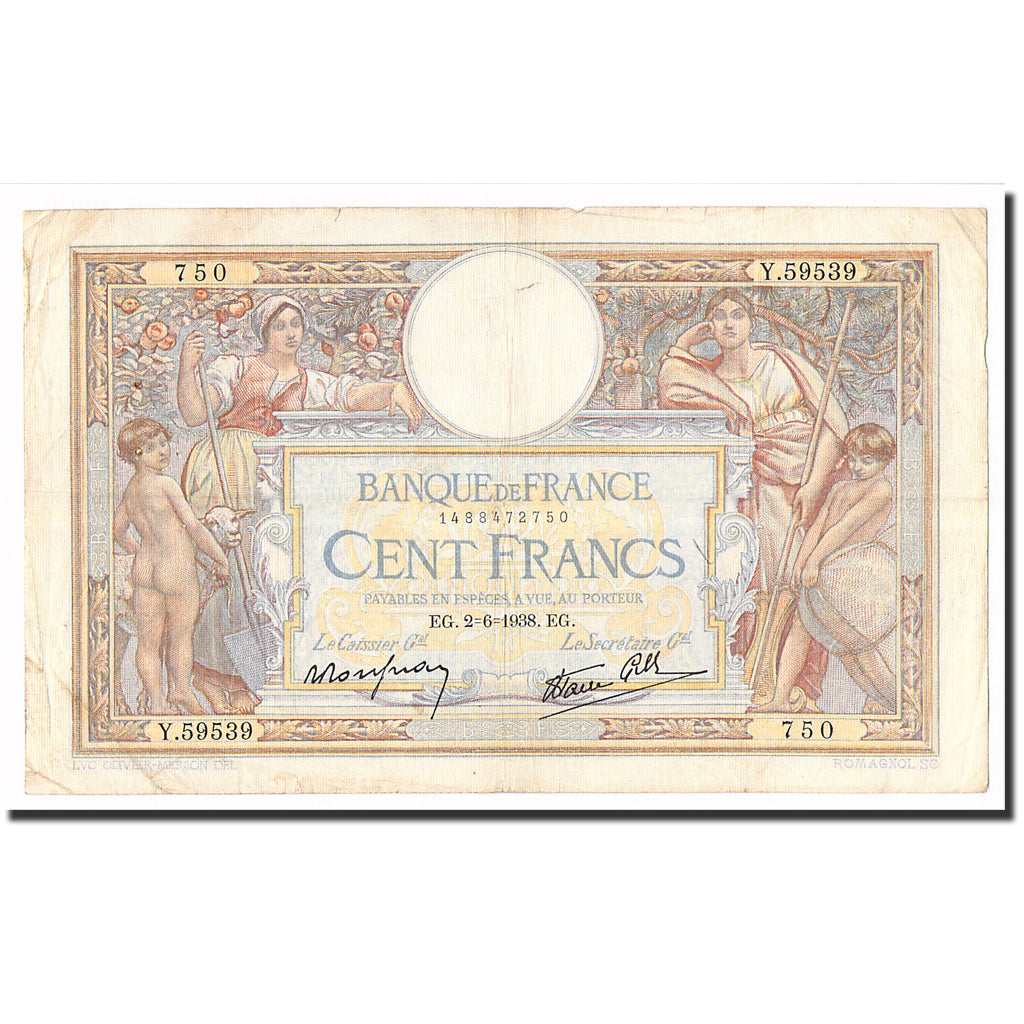 Francia, 100 Francs, Luc Olivier Merson, 1938, 1938-06-02, BB, Fayette:25.21
