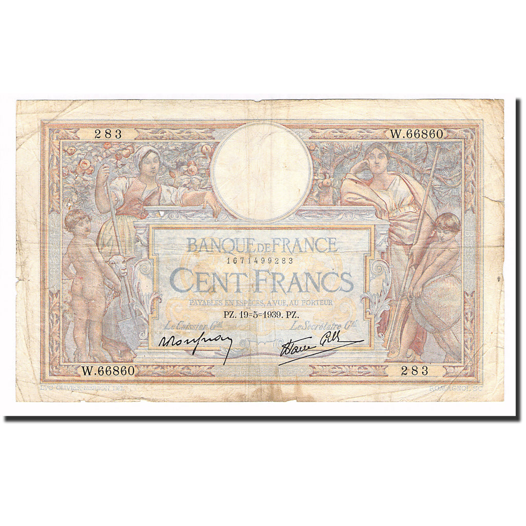 Francja, 100 Francs, Luc Olivier Merson, 1939, 1939-05-19, F(12-15)