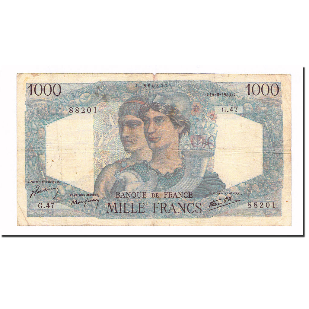 Francia, 1000 Francs, Minerve et Hercule, 1946, 1945-06-14, MB, Fayette:41.4