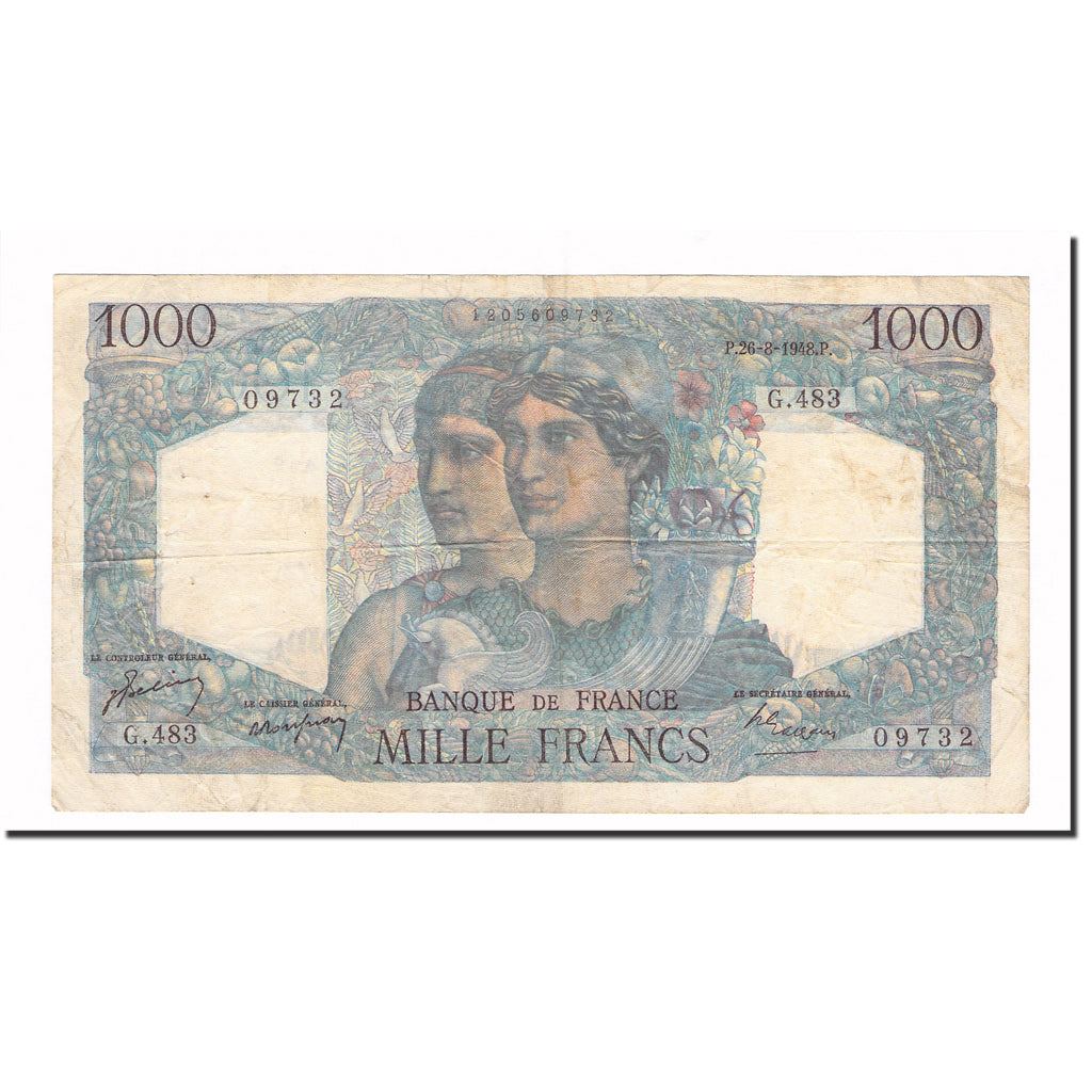 Francja, 1000 Francs, Minerve et Hercule, 1948, 1948-08-26, EF(40-45)