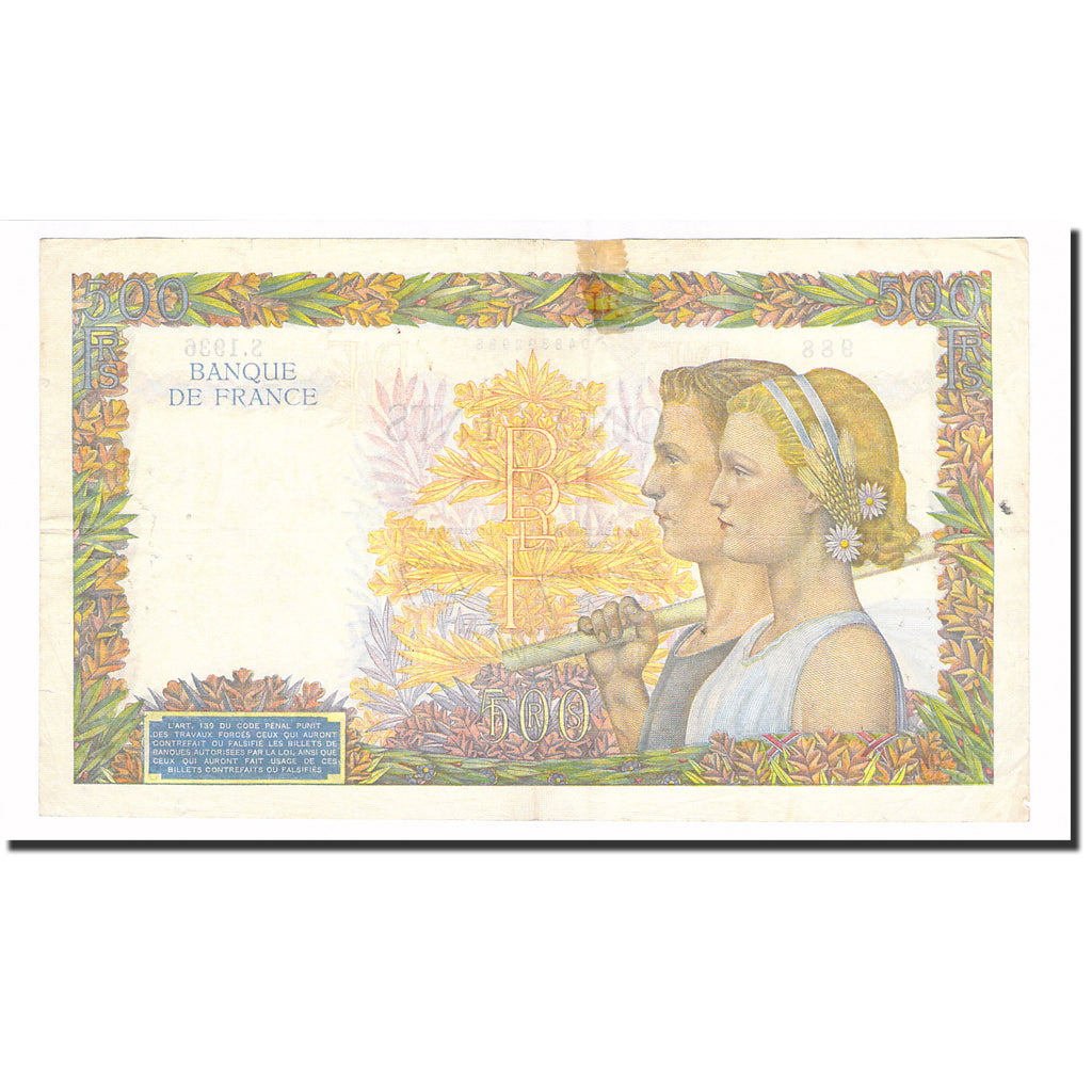 Frankreich, 500 Francs, La Paix, 1941, 1941-01-16, S+, Fayette:32.13, KM:95a
